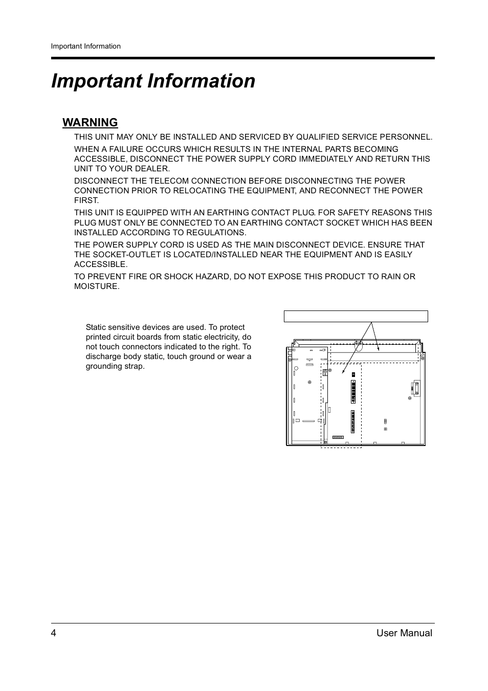 Important information, Warning | Panasonic KX-TD612NZ User Manual | Page 4 / 250