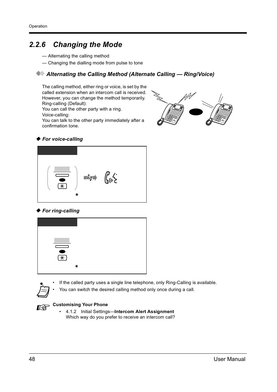 6changing the mode, Changing the mode, 6 changing the mode | Ring, Ring hello or | Panasonic KX-TD612NZ User Manual | Page 48 / 250