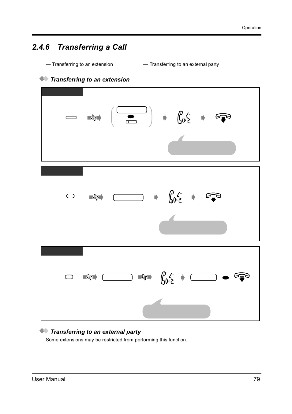 6transferring a call, Transferring a call, 6 transferring a call | User manual 79 | Panasonic KX-TD612NZ User Manual | Page 79 / 250