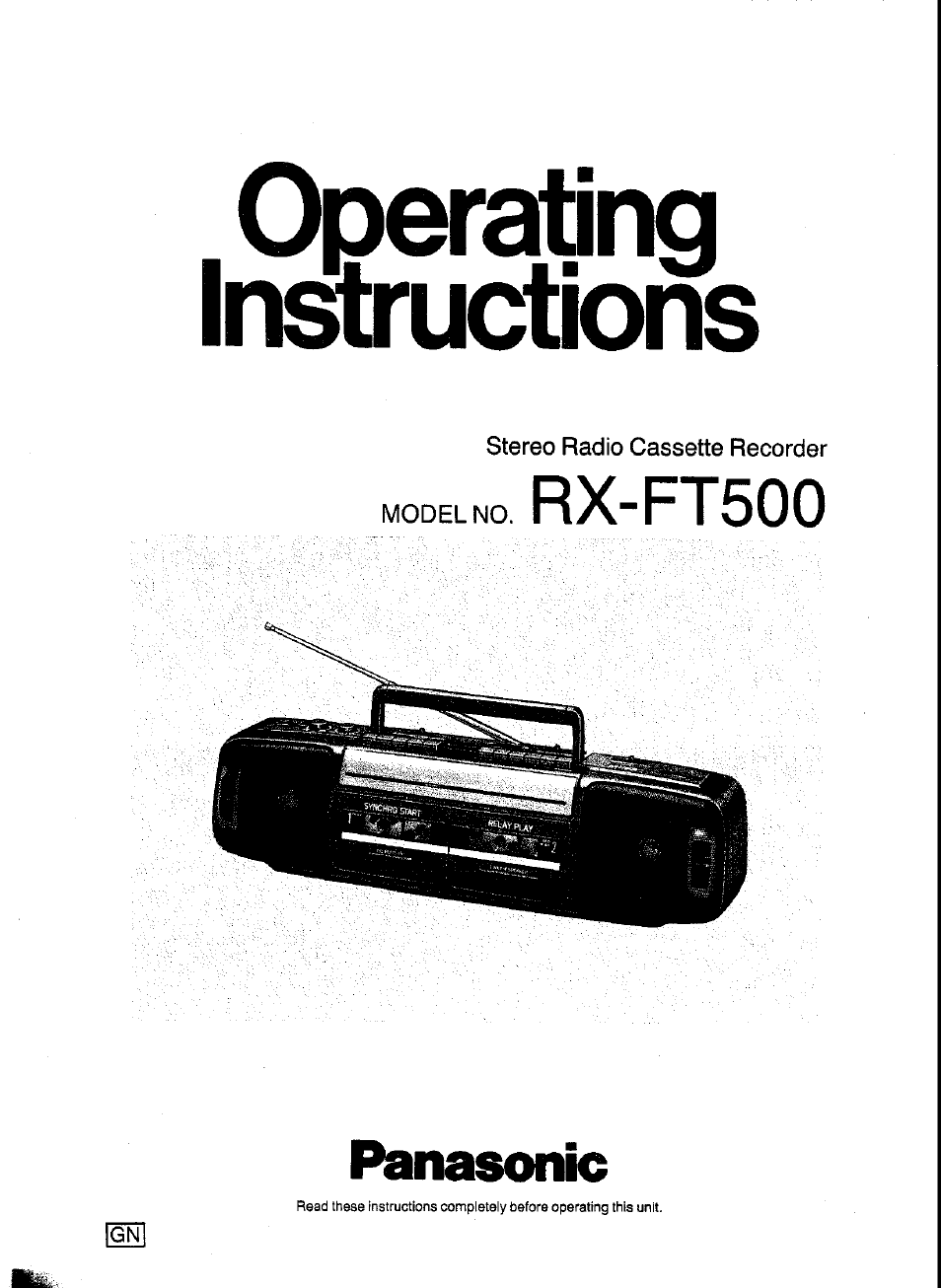 Panasonic RX-FT500 User Manual | 10 pages