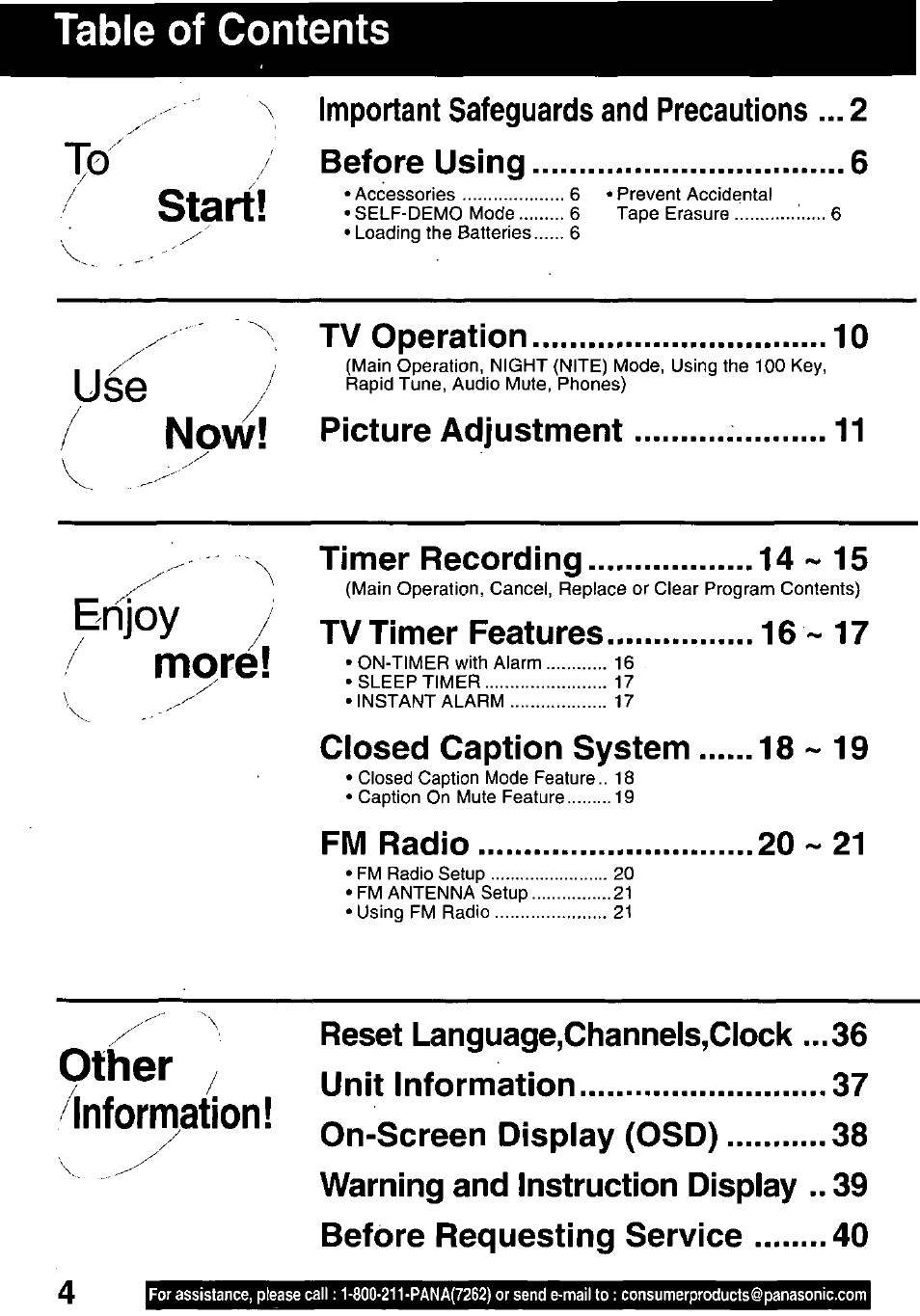 Panasonic PV-C1321A User Manual | Page 4 / 48