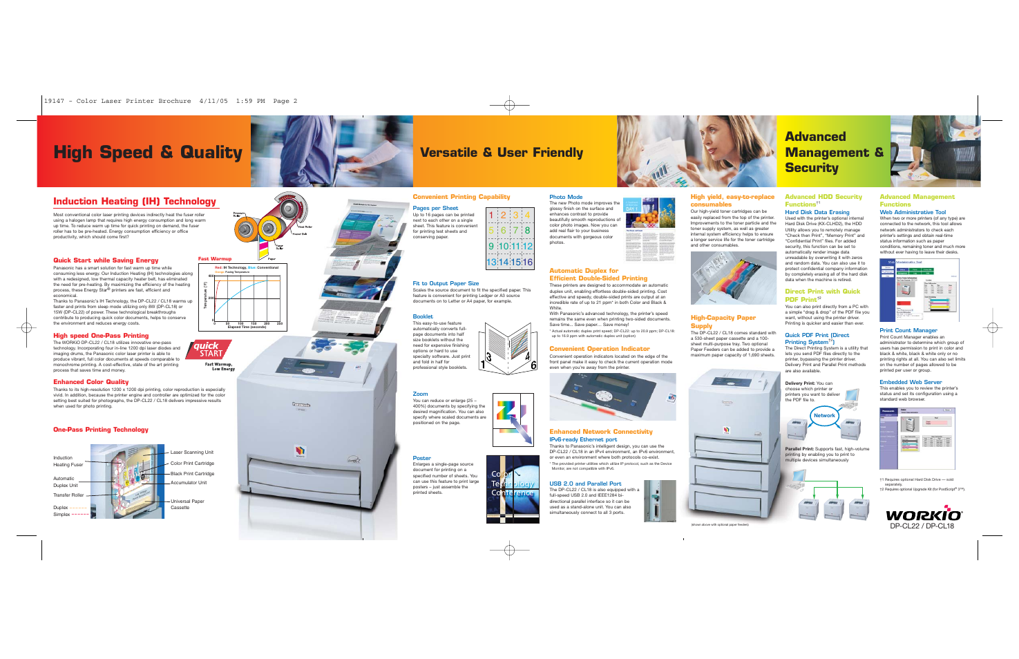 High speed & quality, Induction heating (ih) technology, Color technology conference | Panasonic DP-CL22 User Manual | Page 5 / 6
