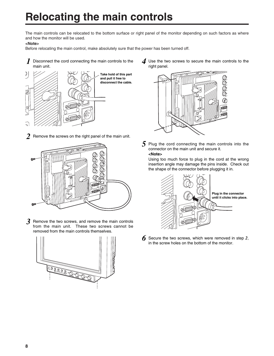 Relocating the main controls | Panasonic BT-LH900P User Manual | Page 8 / 28