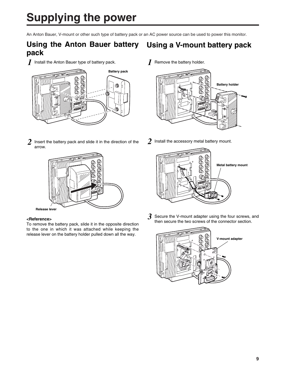Supplying the power | Panasonic BT-LH900P User Manual | Page 9 / 28