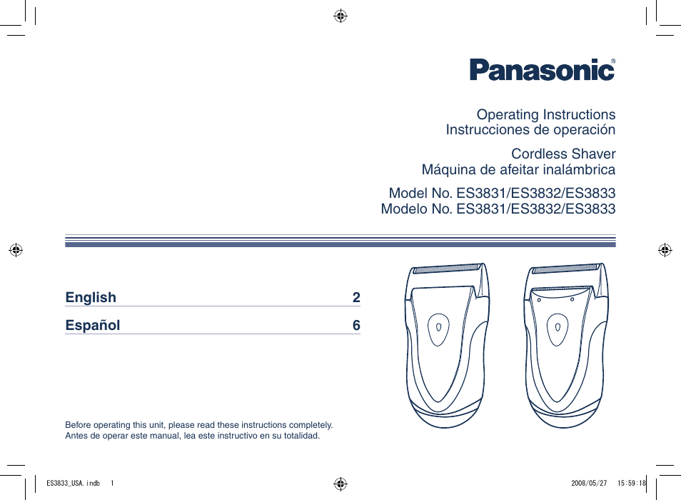 Panasonic ES3831 User Manual | 12 pages