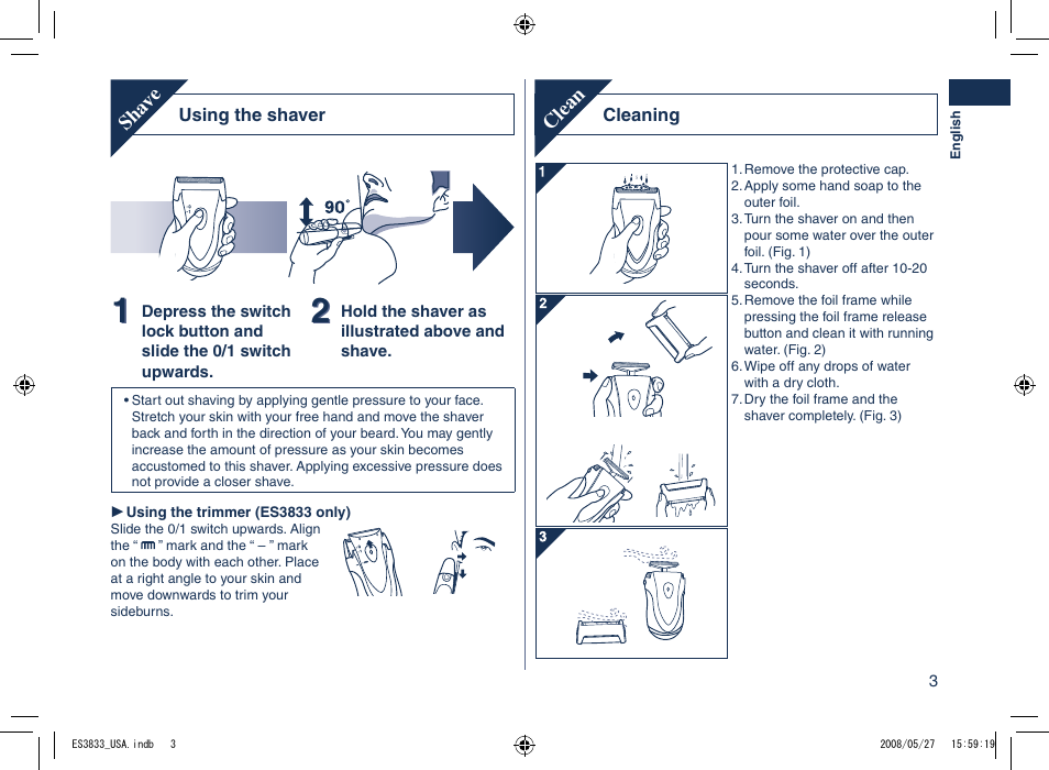 Panasonic ES3831 User Manual | Page 3 / 12