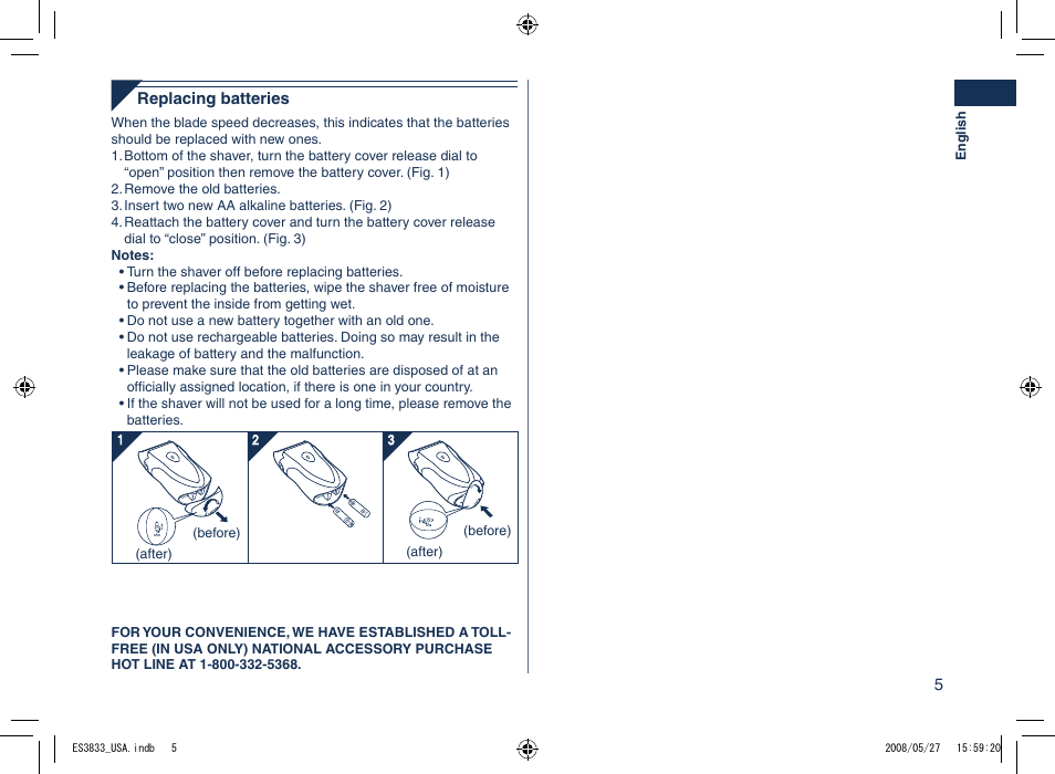 Panasonic ES3831 User Manual | Page 5 / 12