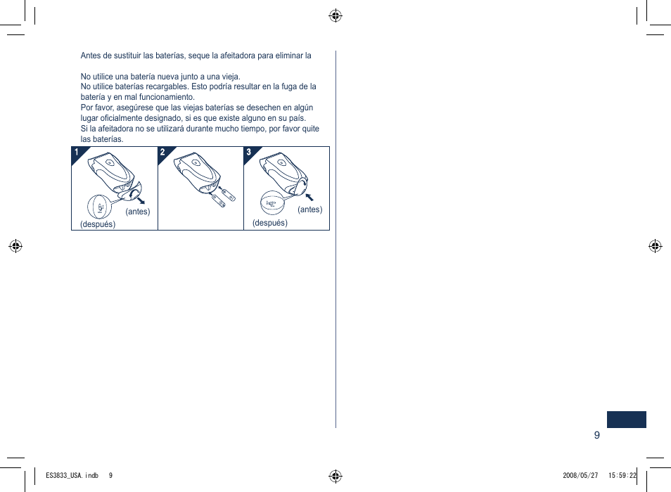 Panasonic ES3831 User Manual | Page 9 / 12