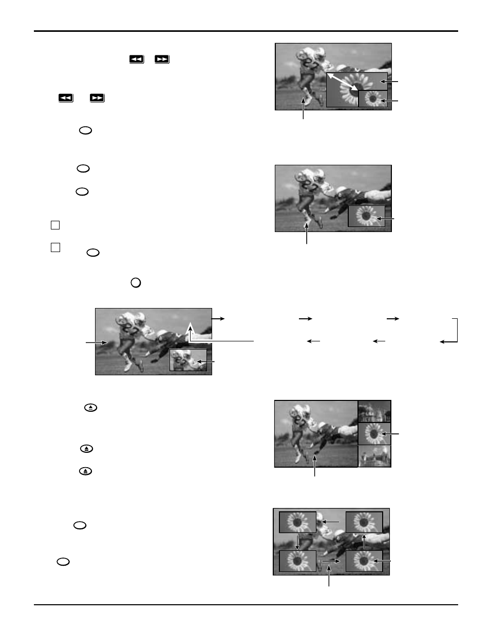 Picture in picture operation, Freeze, Pip min, pip max tv/video button | Search, Move | Panasonic CT 30WX52 User Manual | Page 43 / 72