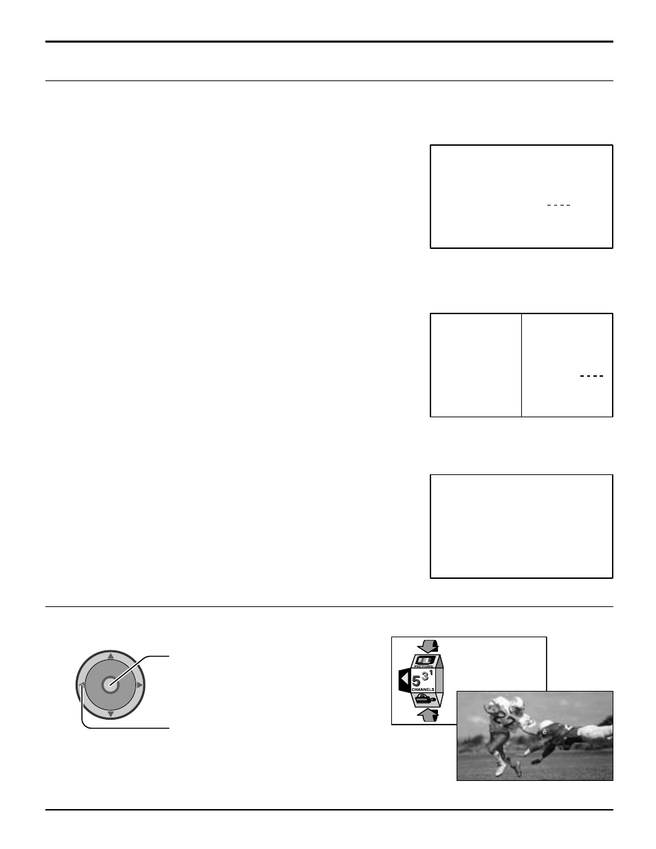 Blocking message, V-chip menu operation, Split screen blocking message | Pip blocking message | Panasonic CT 30WX52 User Manual | Page 61 / 72