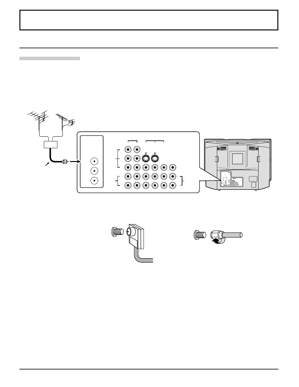 Cable connection, Connecting the aerial cable to the rf in terminal, Antenna connection | Panasonic CT 30WX52 User Manual | Page 8 / 72