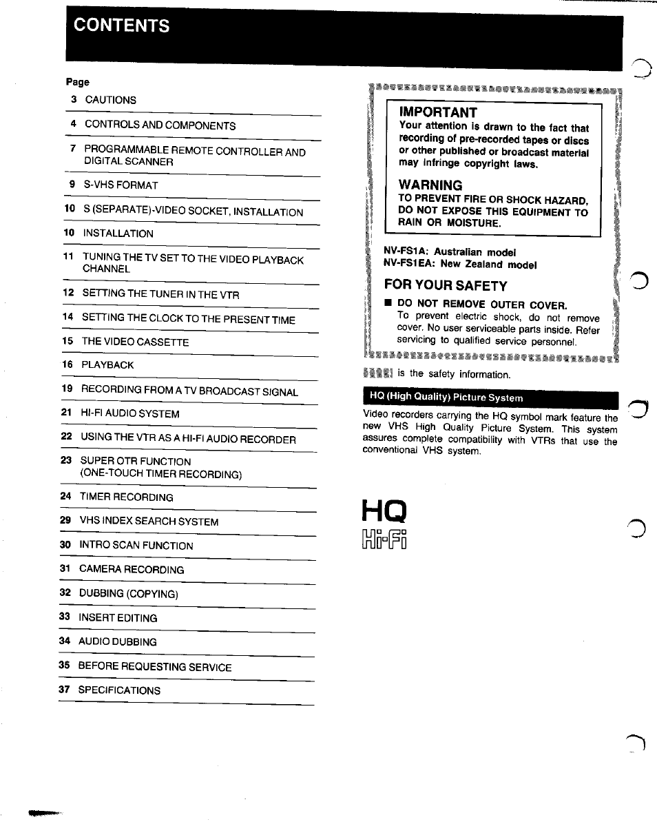 Panasonic NV-FS1 User Manual | Page 2 / 40