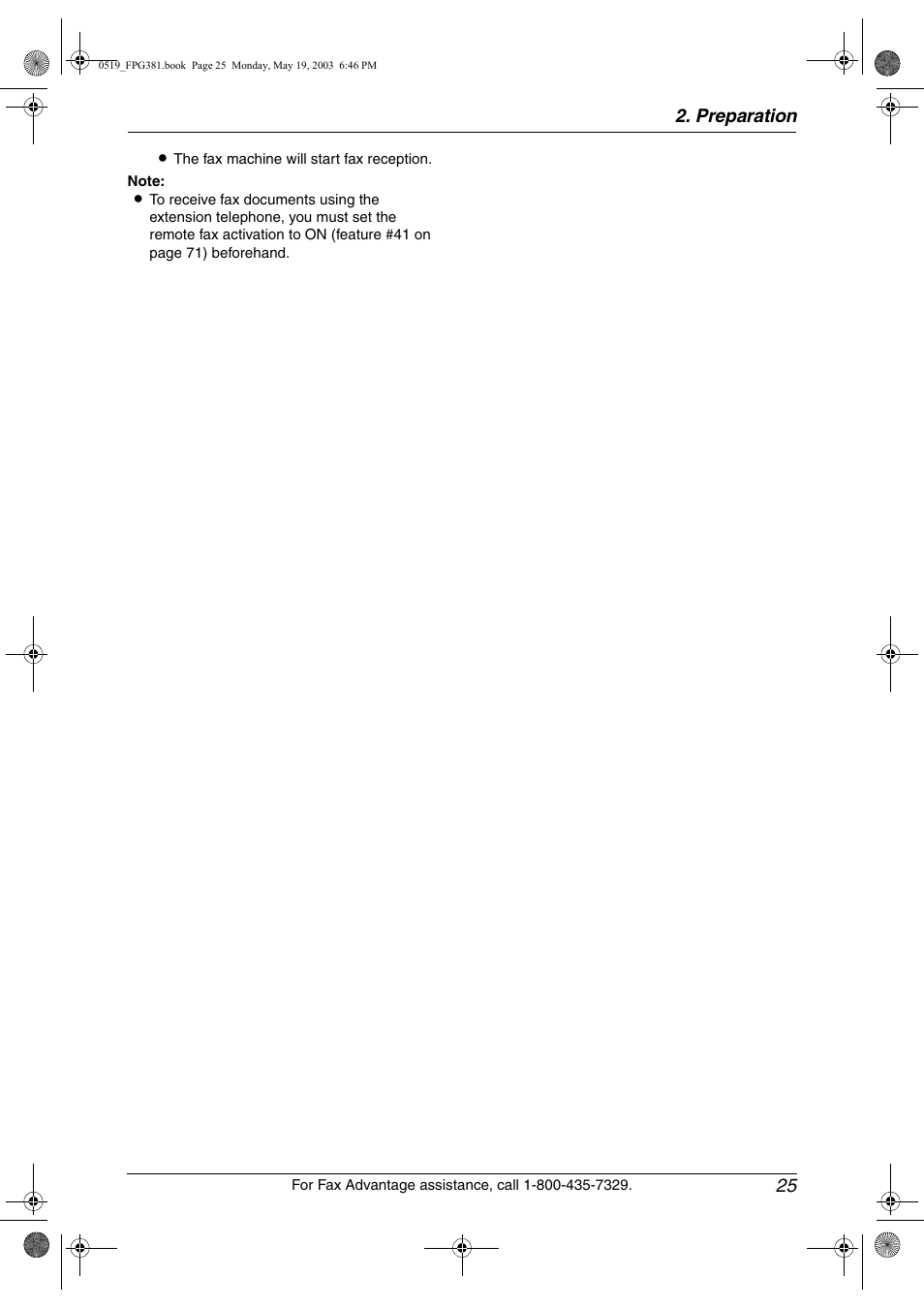 Preparation 25 | Panasonic KX-FPG381 User Manual | Page 27 / 106