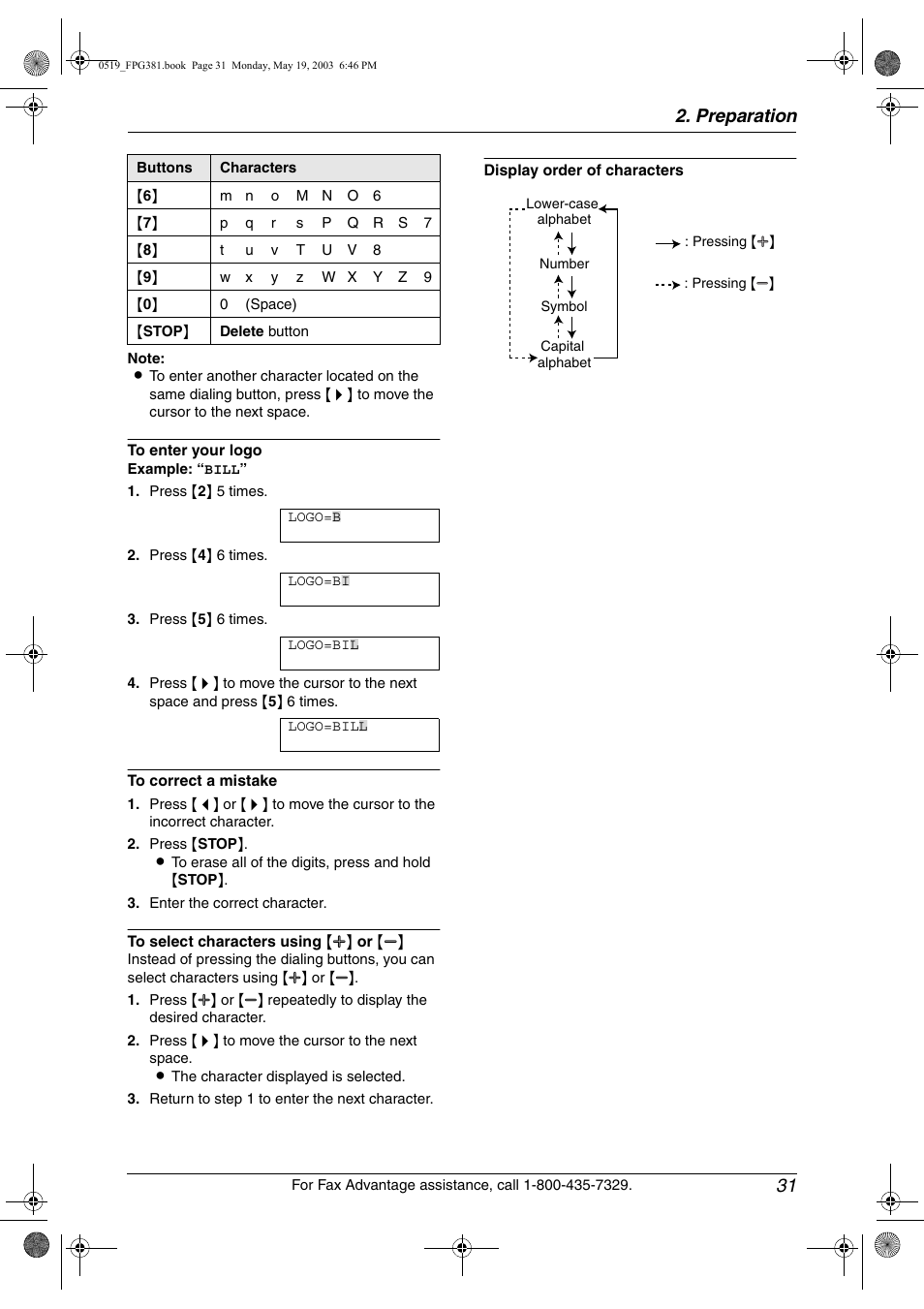 Preparation 31 | Panasonic KX-FPG381 User Manual | Page 33 / 106