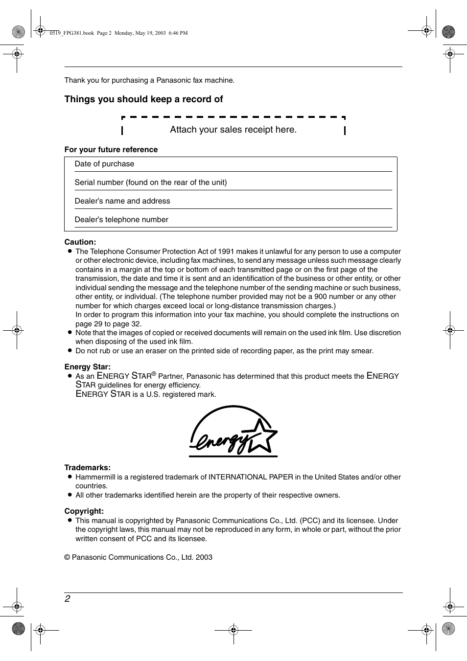 Panasonic KX-FPG381 User Manual | Page 4 / 106