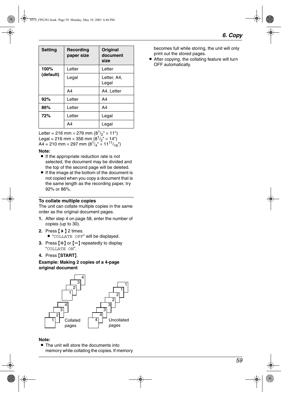 Copy 59 | Panasonic KX-FPG381 User Manual | Page 61 / 106