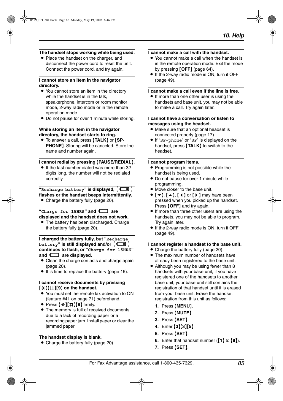 Help 85 | Panasonic KX-FPG381 User Manual | Page 87 / 106
