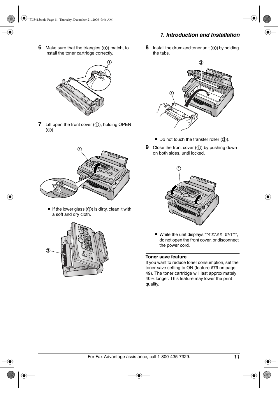 Introduction and installation 11 | Panasonic KX-FL541 User Manual | Page 13 / 82