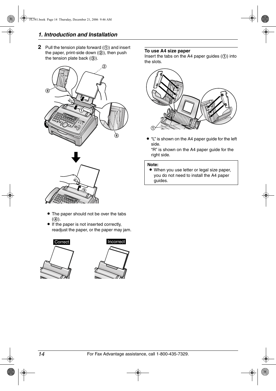 Introduction and installation 14 | Panasonic KX-FL541 User Manual | Page 16 / 82