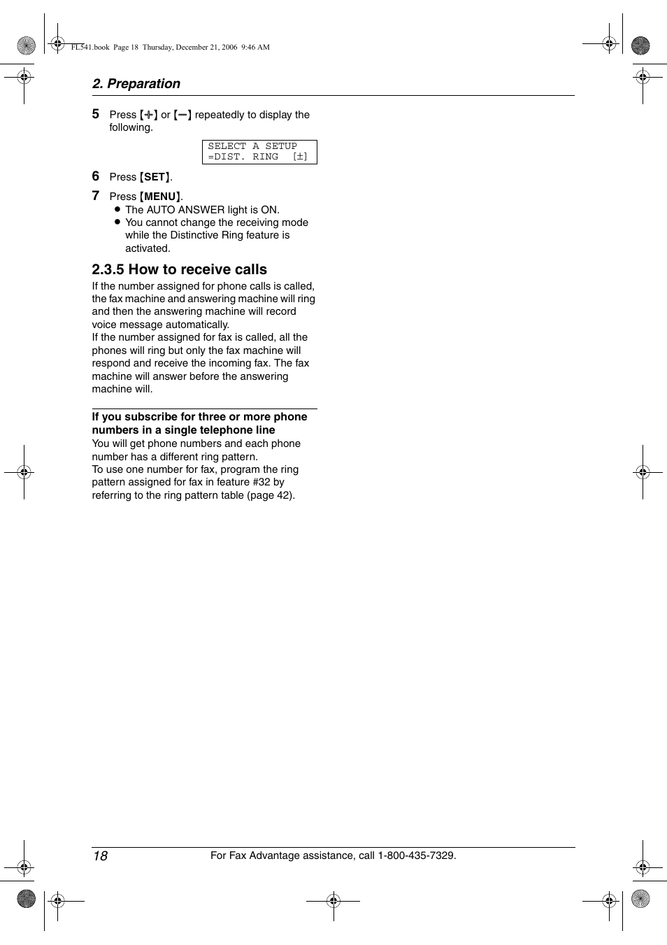 5 how to receive calls | Panasonic KX-FL541 User Manual | Page 20 / 82