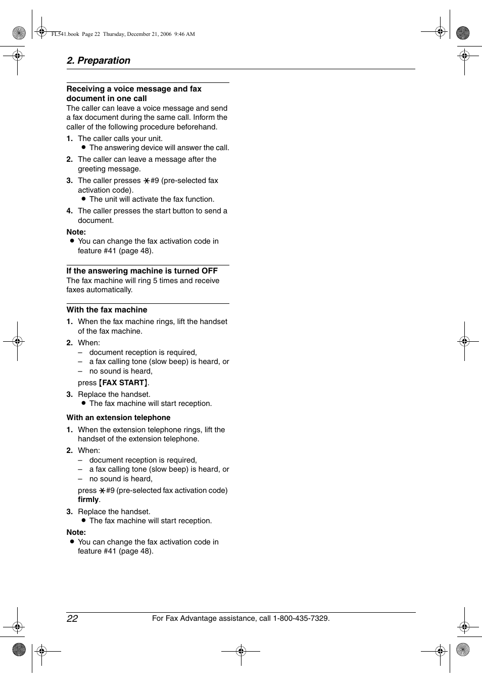 Preparation 22 | Panasonic KX-FL541 User Manual | Page 24 / 82