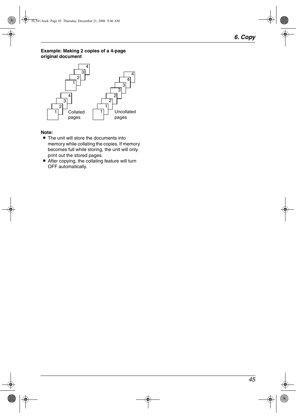 Copy 45 | Panasonic KX-FL541 User Manual | Page 47 / 82