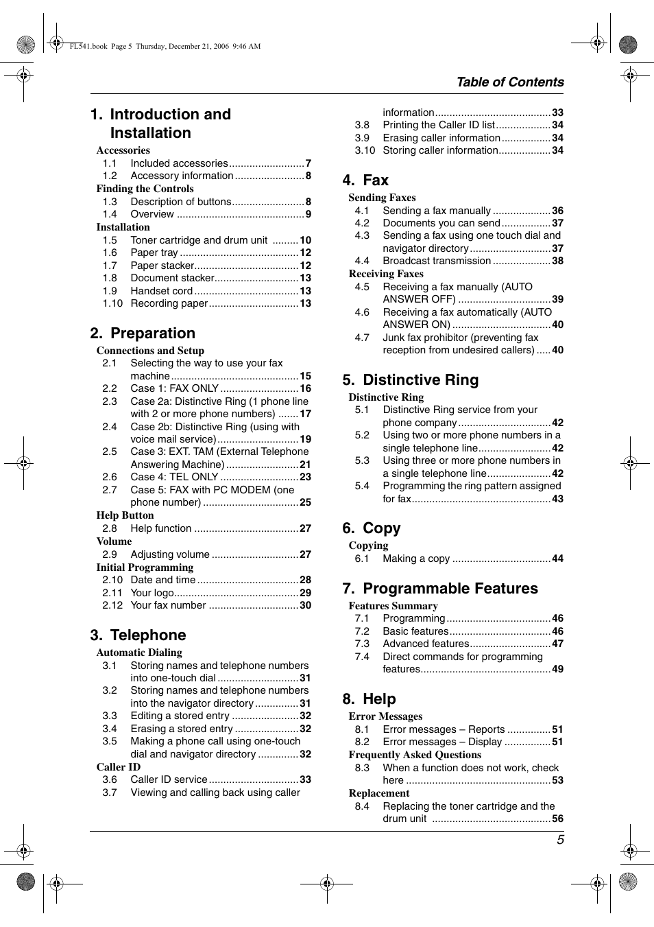 Panasonic KX-FL541 User Manual | Page 7 / 82
