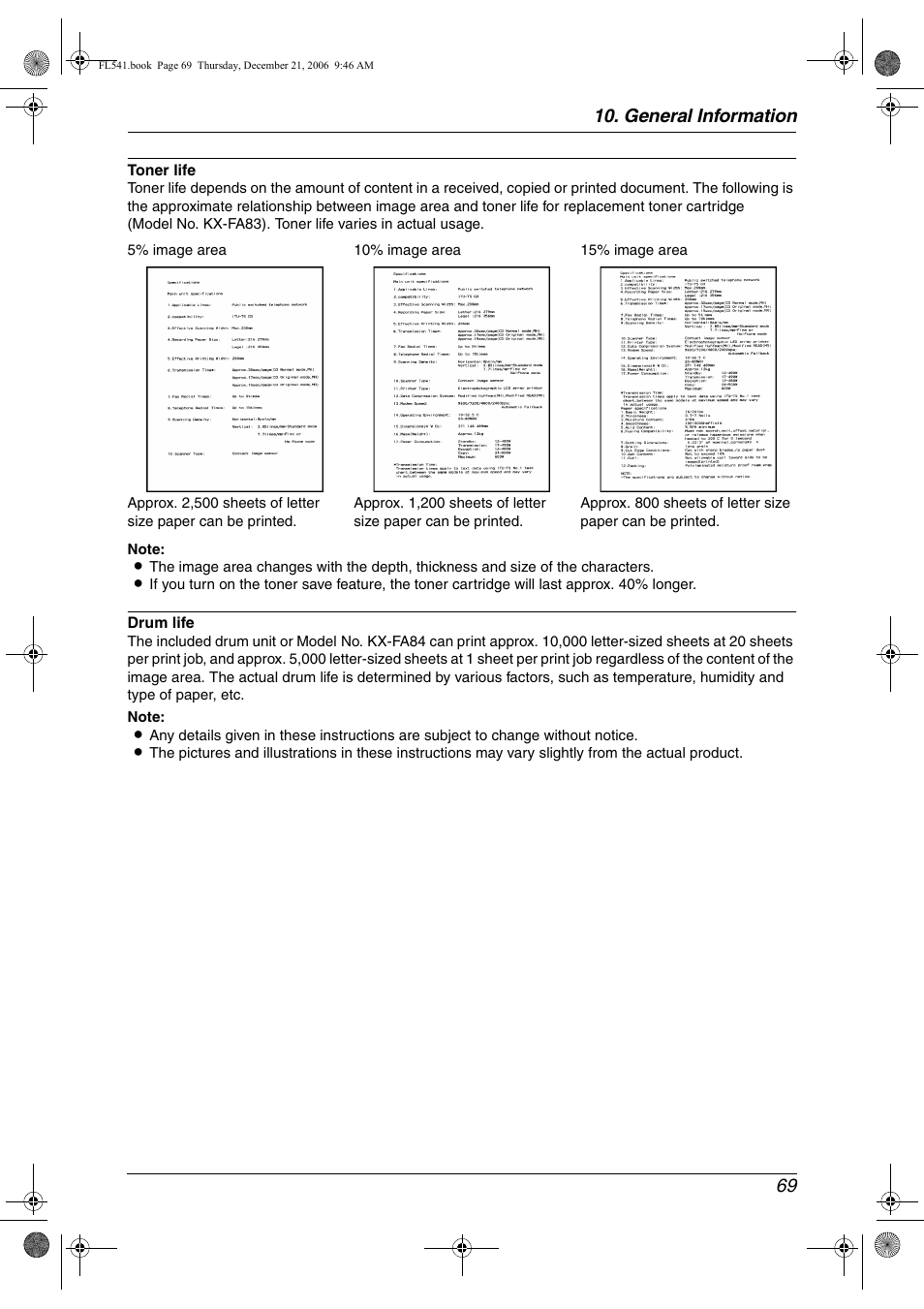 General information 69 | Panasonic KX-FL541 User Manual | Page 71 / 82