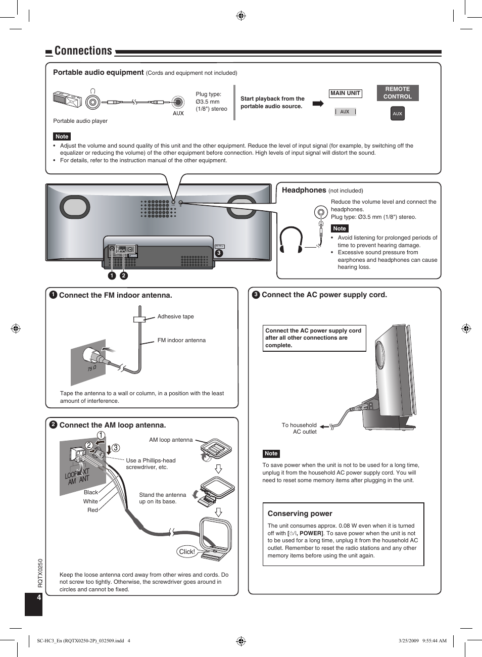 Connections | Panasonic SC-HC3 User Manual | Page 4 / 16