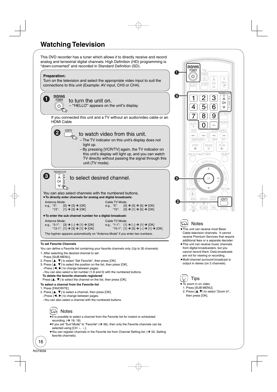 Watching television | Panasonic DIGA DMR-EZ48V User Manual | Page 16 / 100