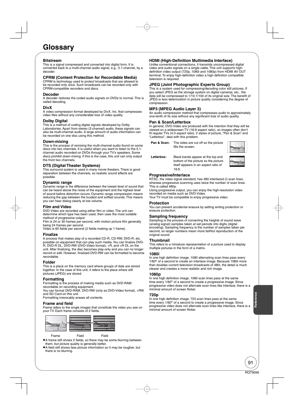 Glossary | Panasonic DIGA DMR-EZ48V User Manual | Page 91 / 100