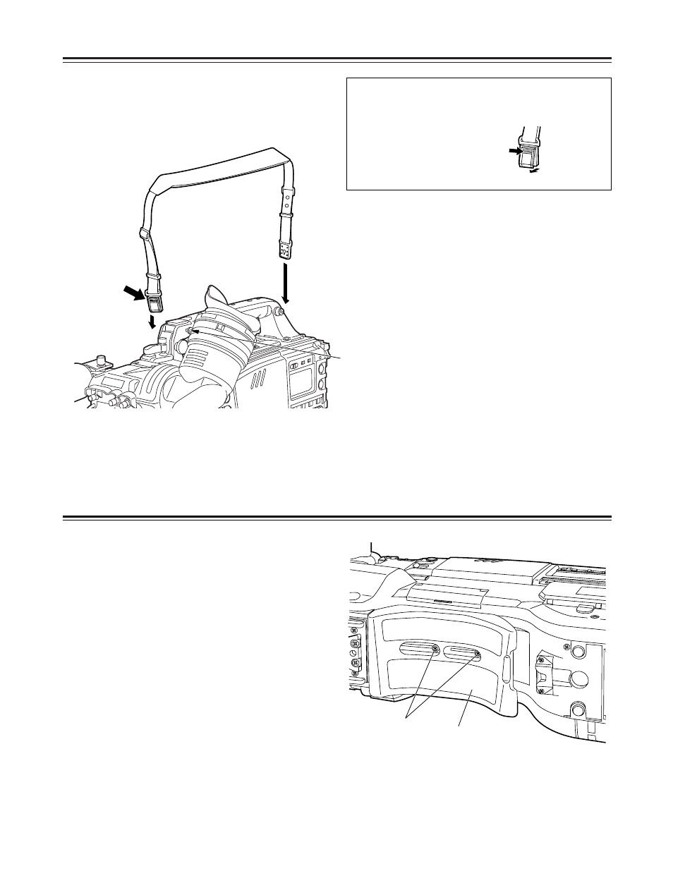 Attaching the shoulder strap, Adjusting the shoulder pad position | Panasonic AJ-HDC27FP User Manual | Page 37 / 134