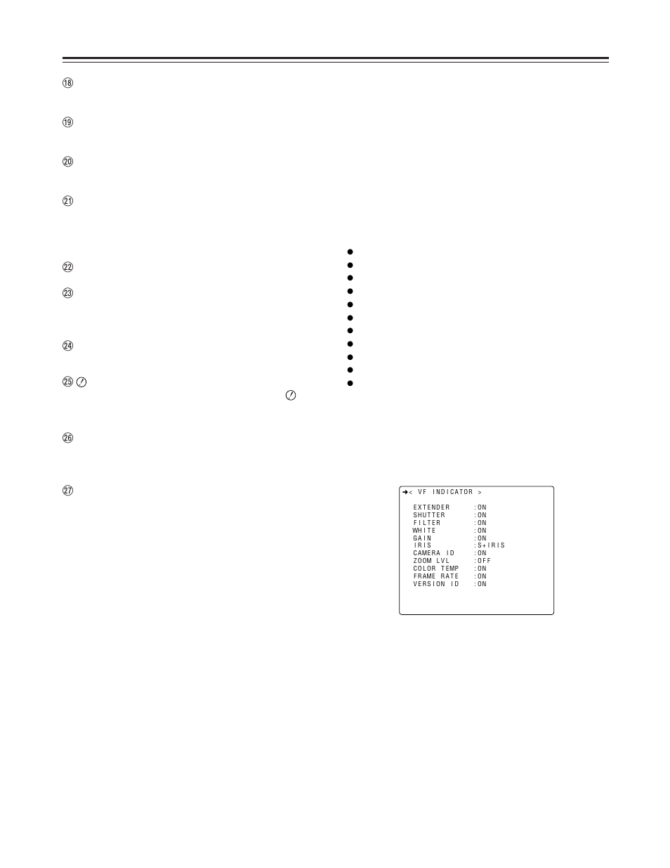 Viewfinder screen status displays, Selecting the display items, Selectable items | Panasonic AJ-HDC27FP User Manual | Page 43 / 134