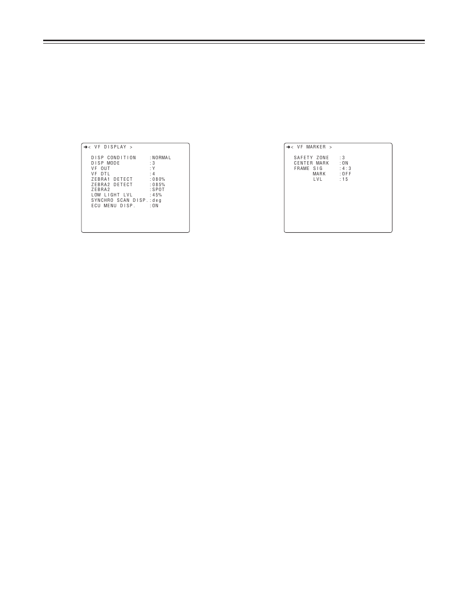 Viewfinder screen status displays, Switching the display mode, Setting the marker displays | Panasonic AJ-HDC27FP User Manual | Page 46 / 134