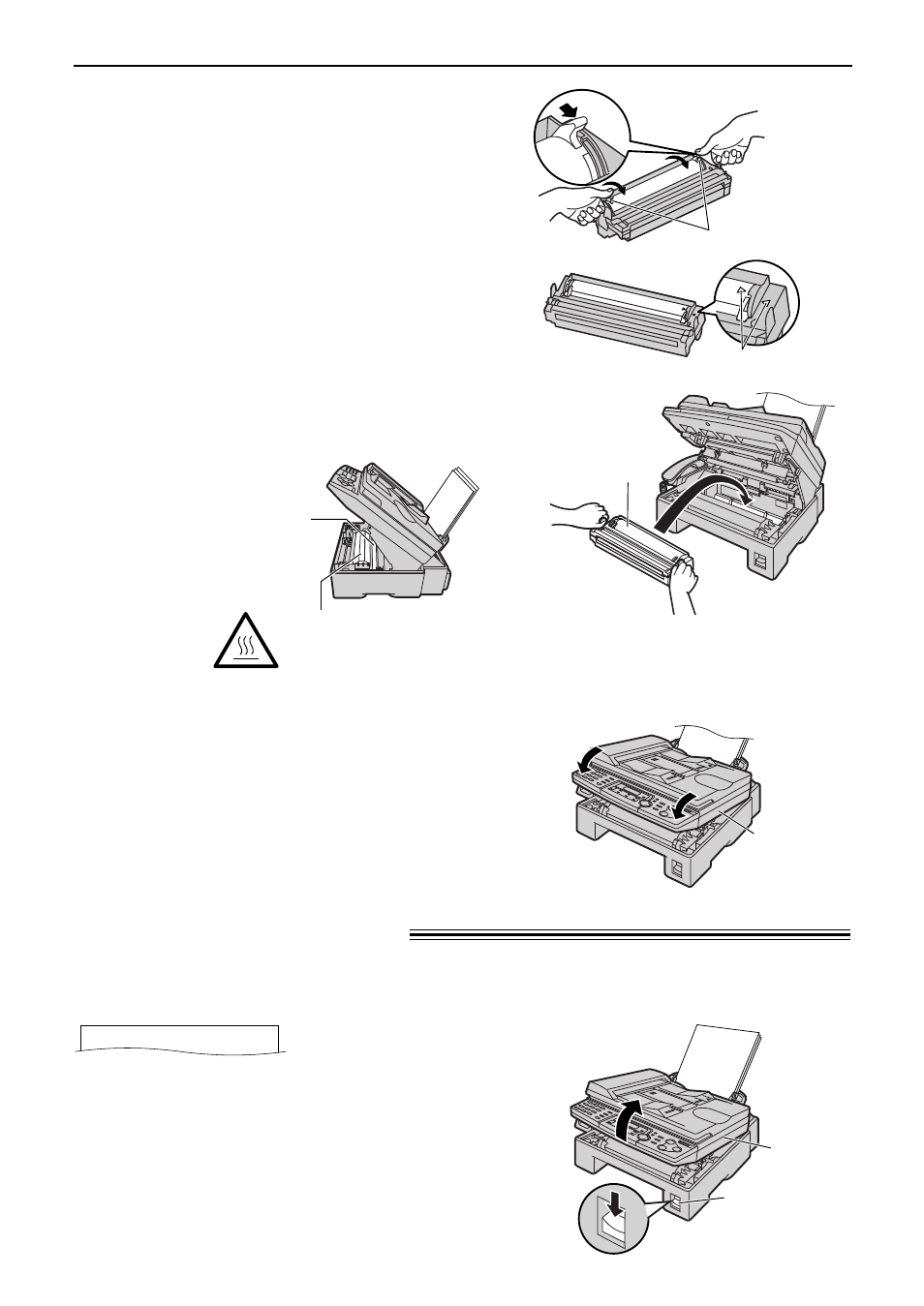 Replacement / jams, Recording paper jam, When the recording paper has jammed in the unit | Panasonic KX-FLB751AL User Manual | Page 72 / 84