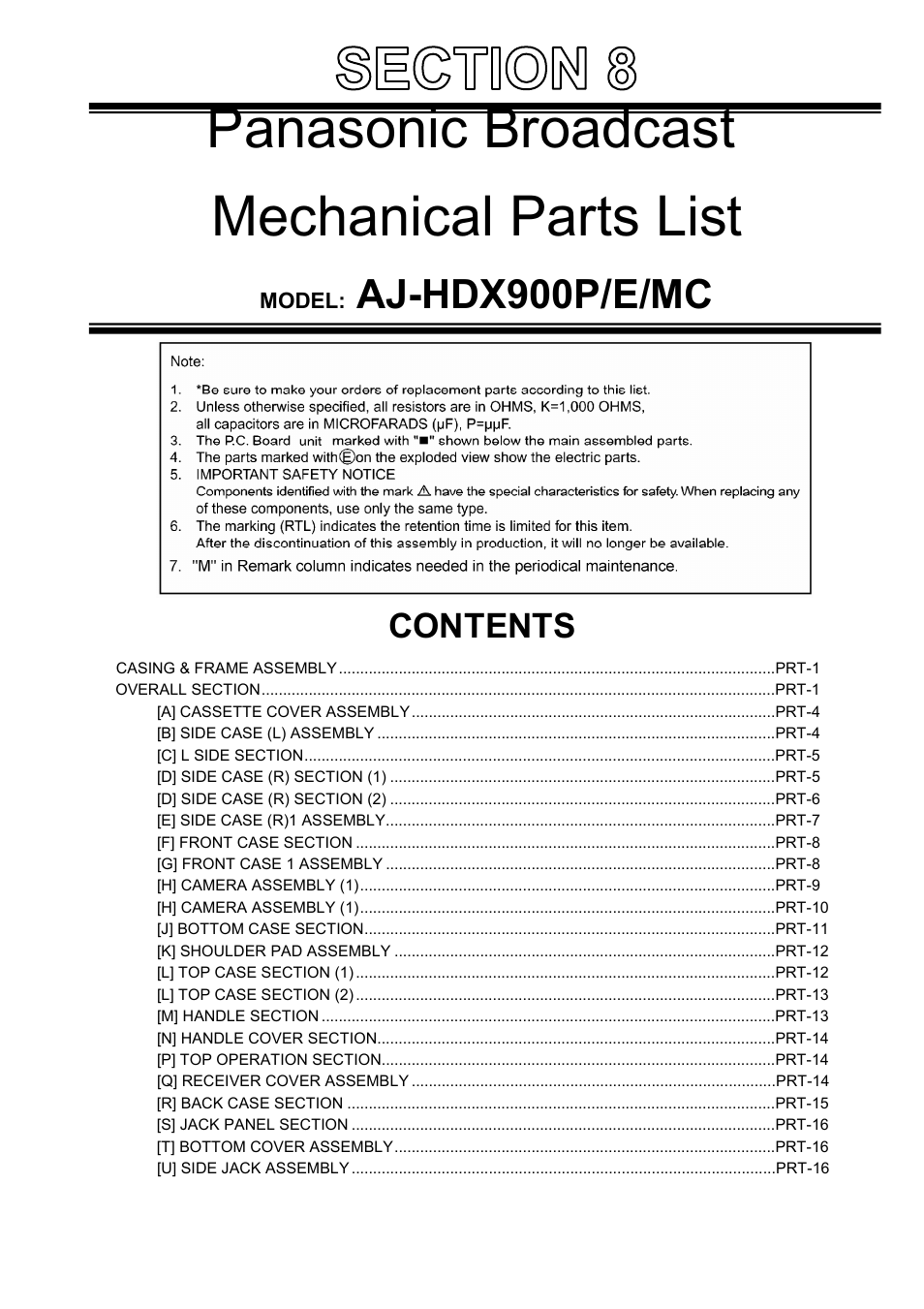 Panasonic AJ-HDX900MC User Manual | 26 pages