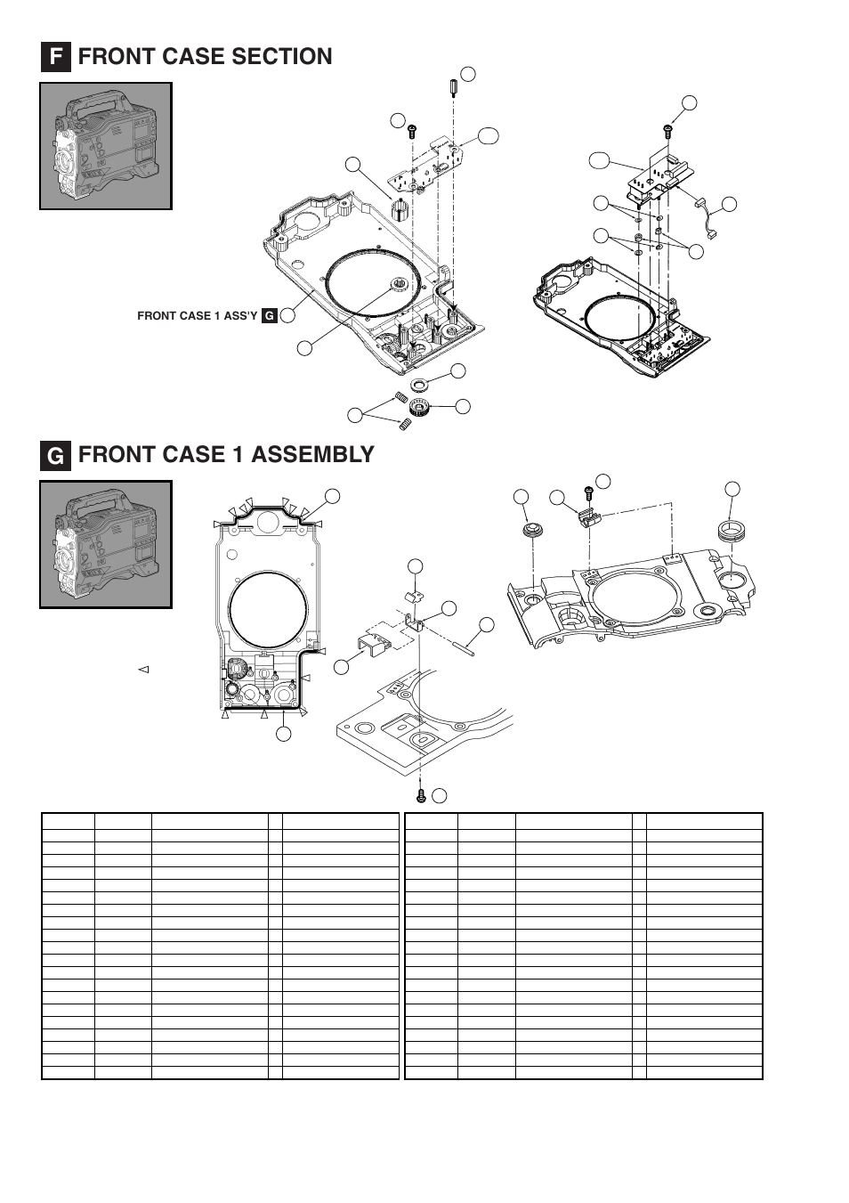 F] front case section, G] front case 1 assembly, Prt-8 | Panasonic AJ-HDX900MC User Manual | Page 10 / 26