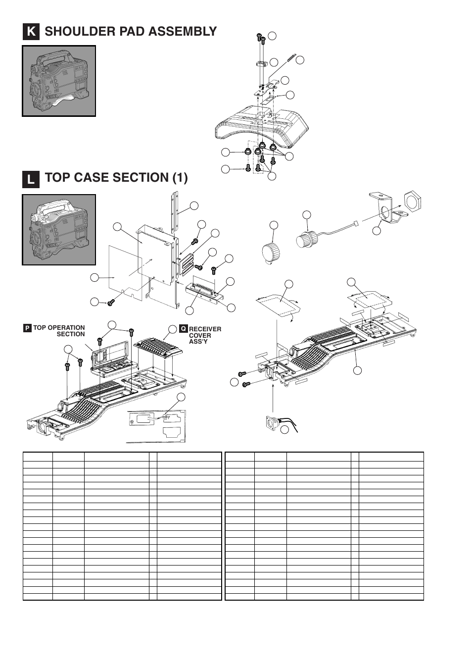 K] shoulder pad assembly, L] top case section (1), Prt-12 | Panasonic AJ-HDX900MC User Manual | Page 14 / 26