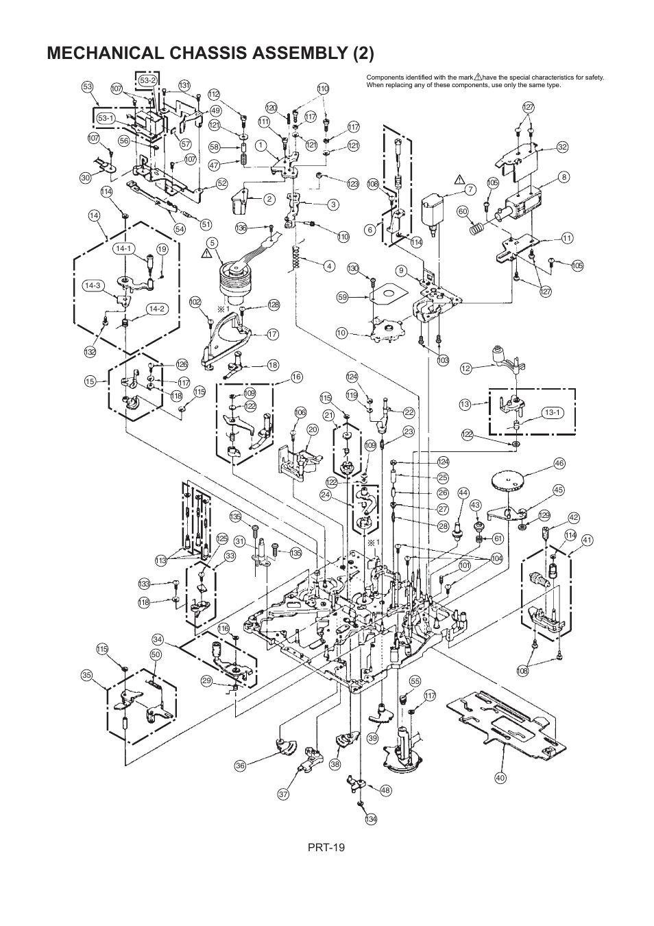 Mechanical chassis assembly (2), Prt-19 | Panasonic AJ-HDX900MC User Manual | Page 21 / 26