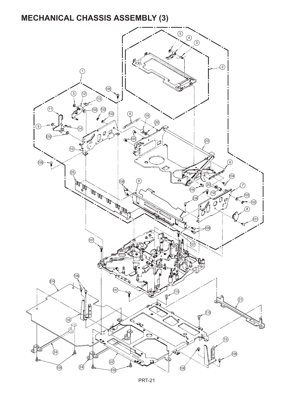 Mechanical chassis assembly (3), Prt-21 | Panasonic AJ-HDX900MC User Manual | Page 23 / 26