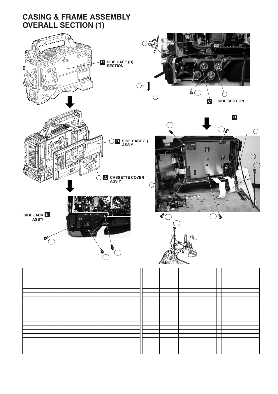 Casing &frame assembly, Overall section (1), Prt-1 | Panasonic AJ-HDX900MC User Manual | Page 3 / 26