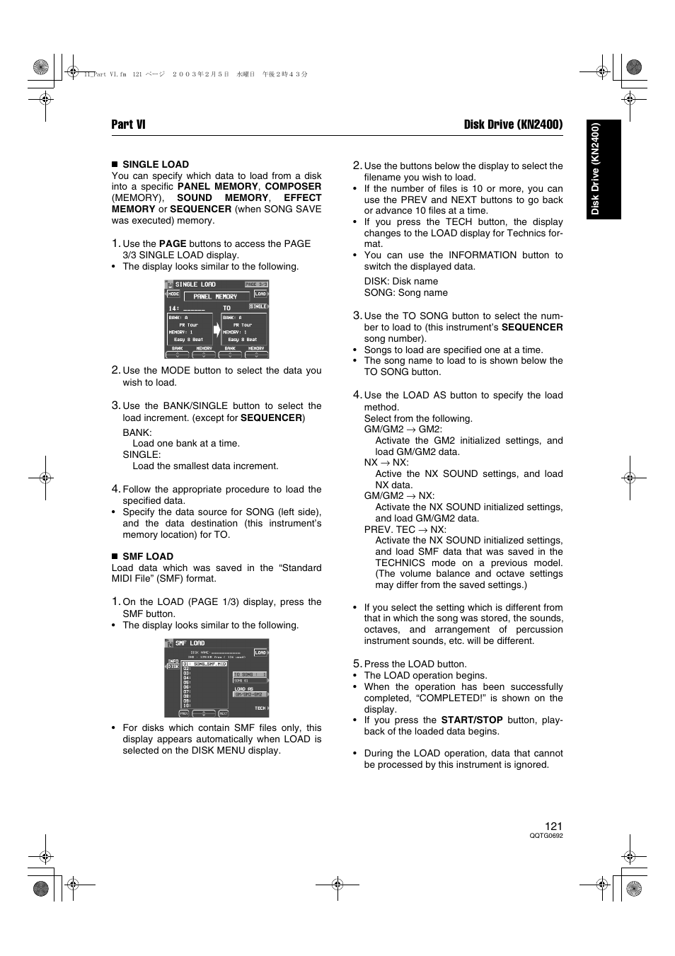 Part vi disk drive (kn2400) | Panasonic SX-KN2600 User Manual | Page 121 / 200