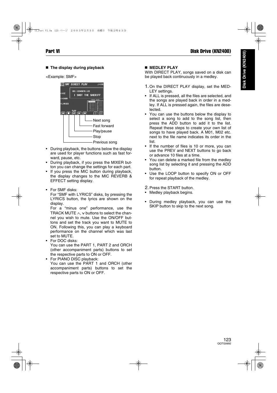 Part vi disk drive (kn2400) | Panasonic SX-KN2600 User Manual | Page 123 / 200