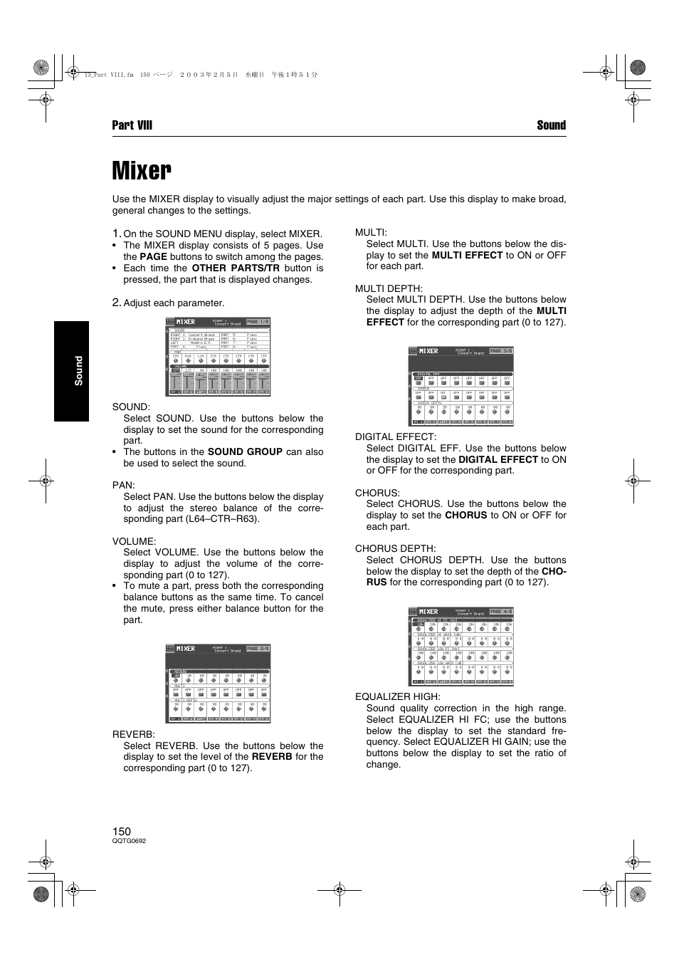 Mixer, Part viii sound | Panasonic SX-KN2600 User Manual | Page 150 / 200