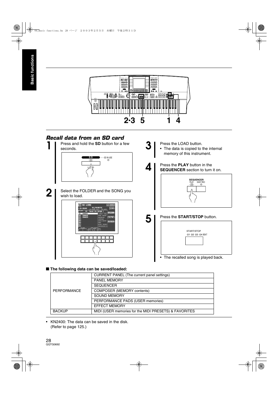 Recall data from an sd card | Panasonic SX-KN2600 User Manual | Page 28 / 200