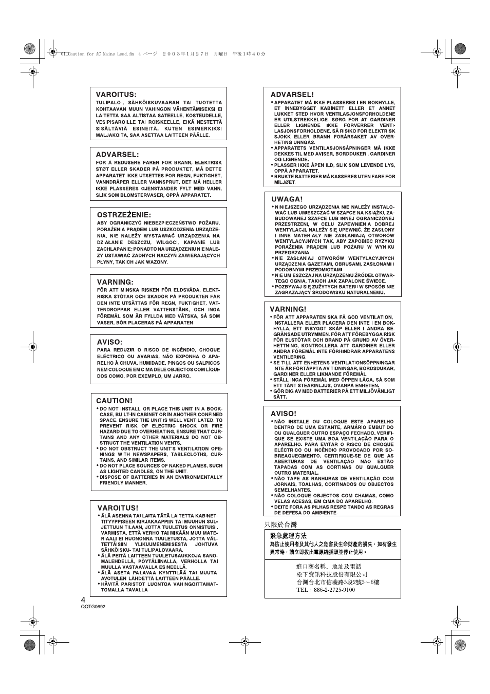 Panasonic SX-KN2600 User Manual | Page 4 / 200