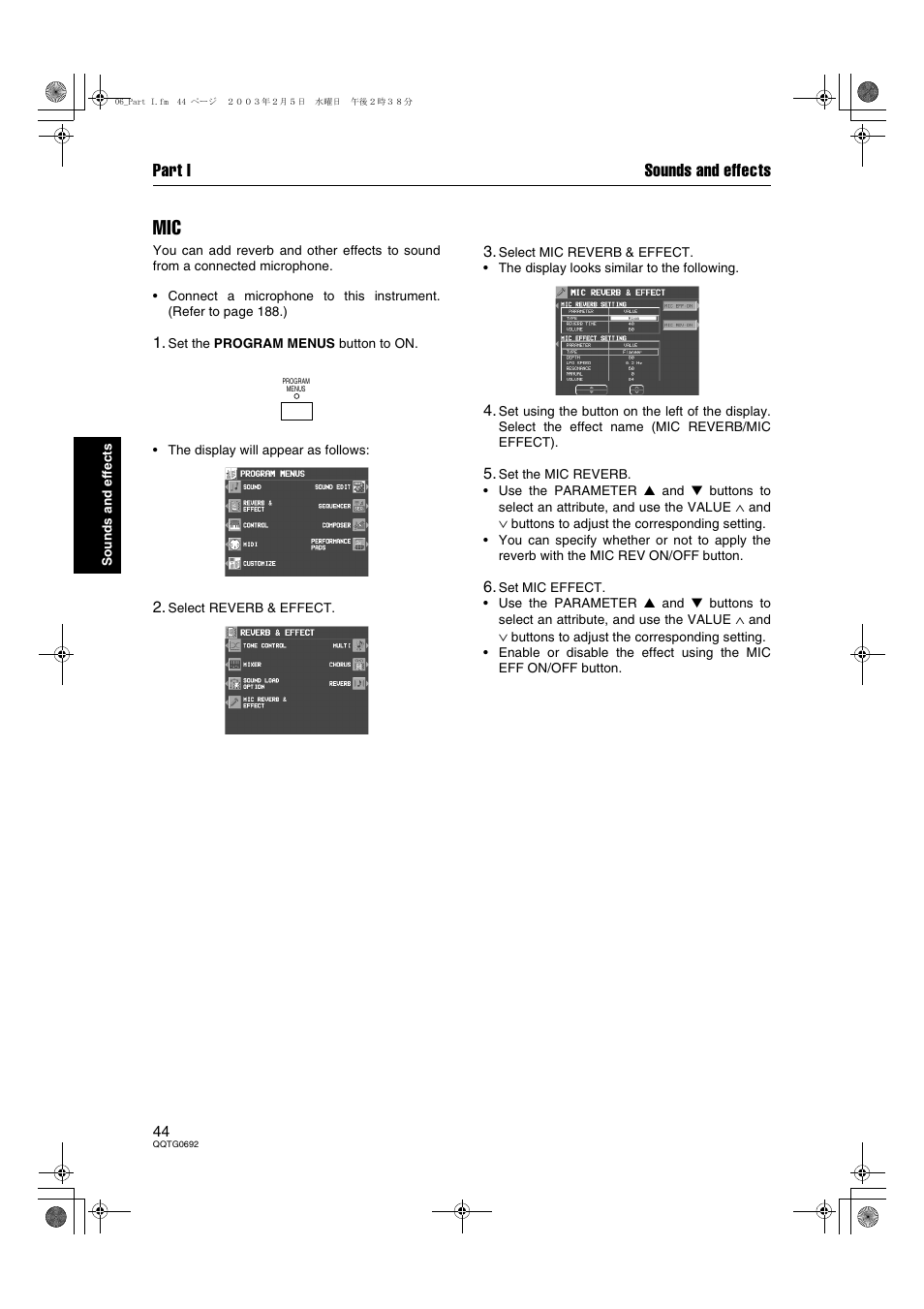 Part i sounds and effects | Panasonic SX-KN2600 User Manual | Page 44 / 200