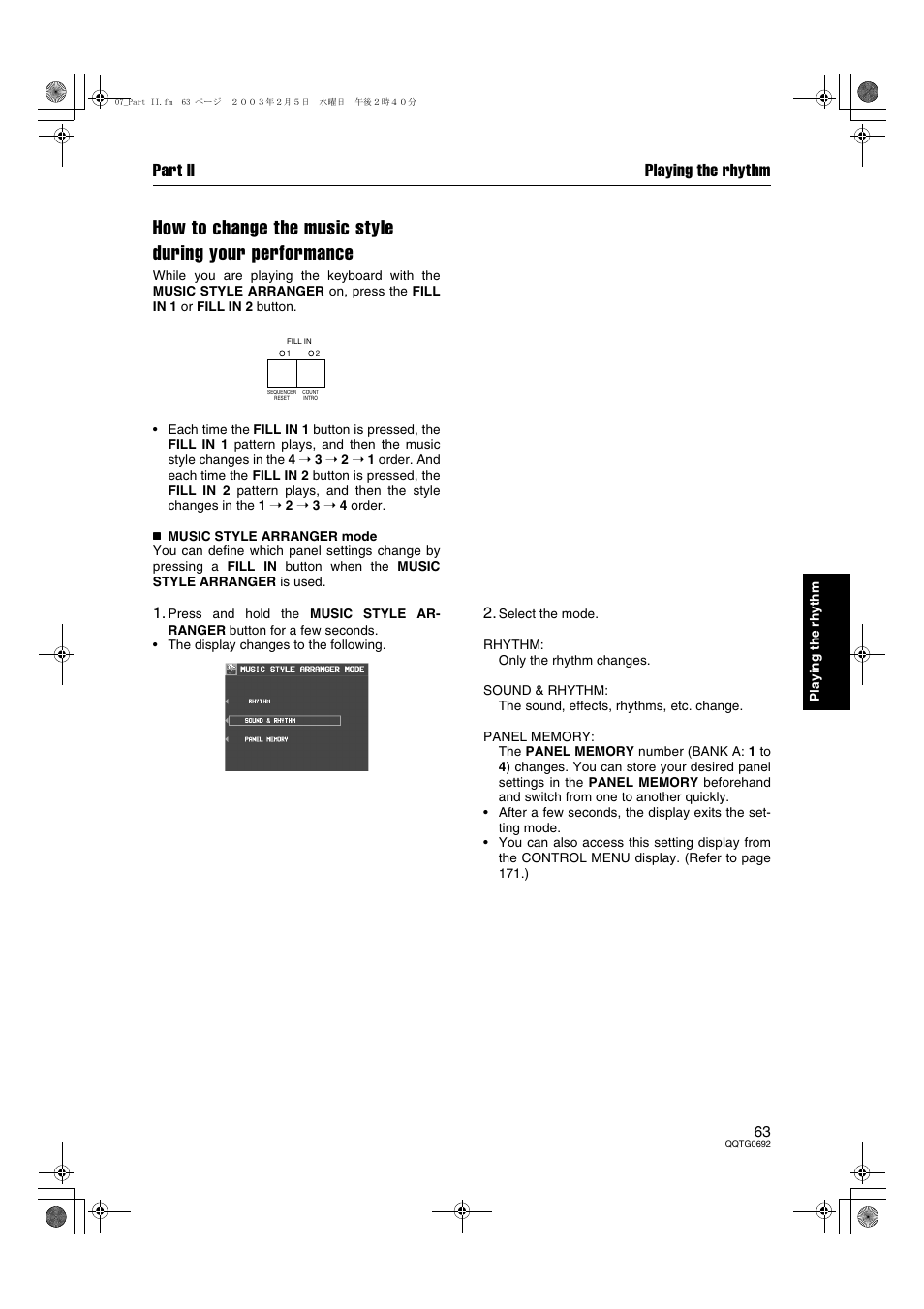 Part ii playing the rhythm | Panasonic SX-KN2600 User Manual | Page 63 / 200