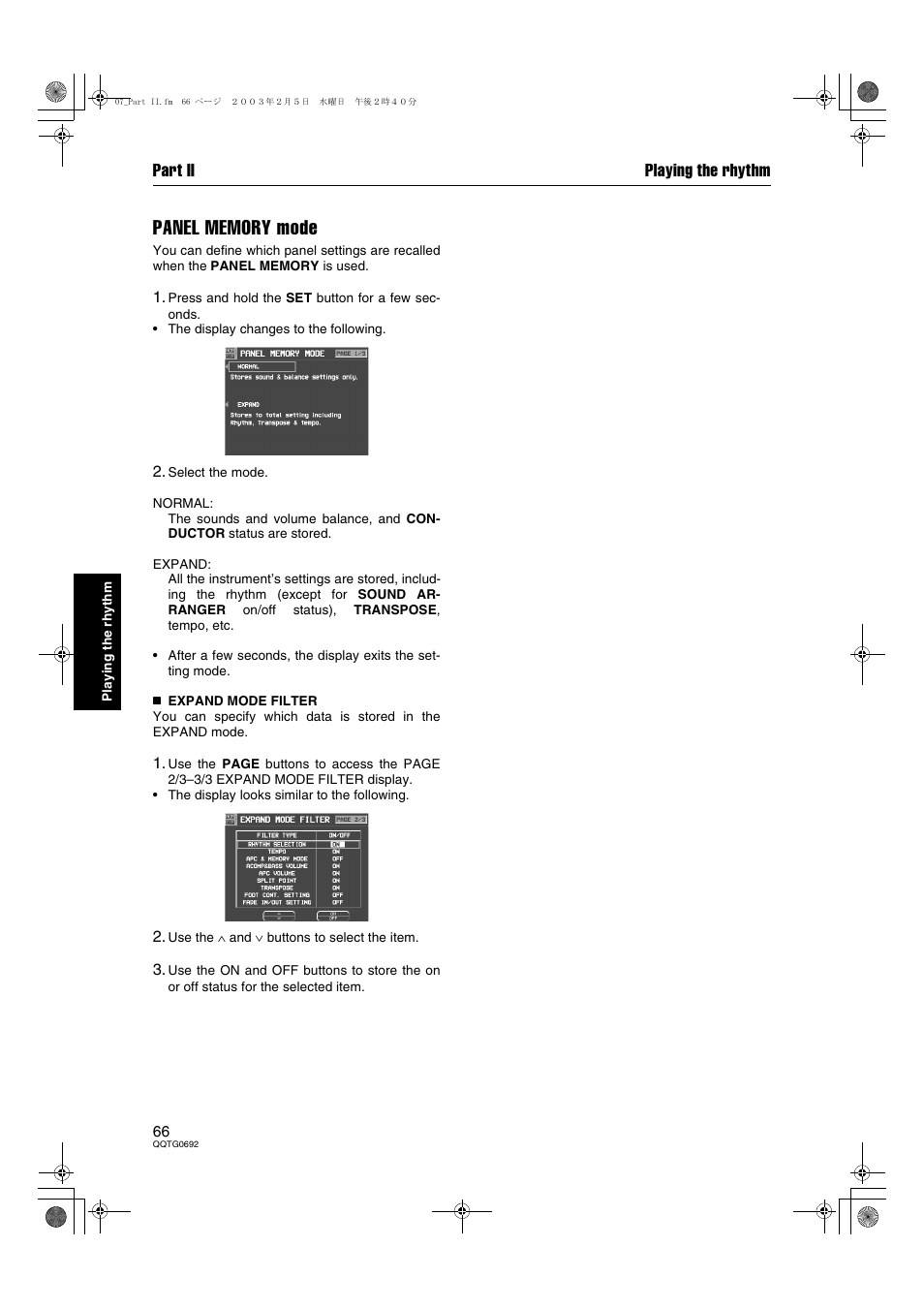 Part ii playing the rhythm | Panasonic SX-KN2600 User Manual | Page 66 / 200