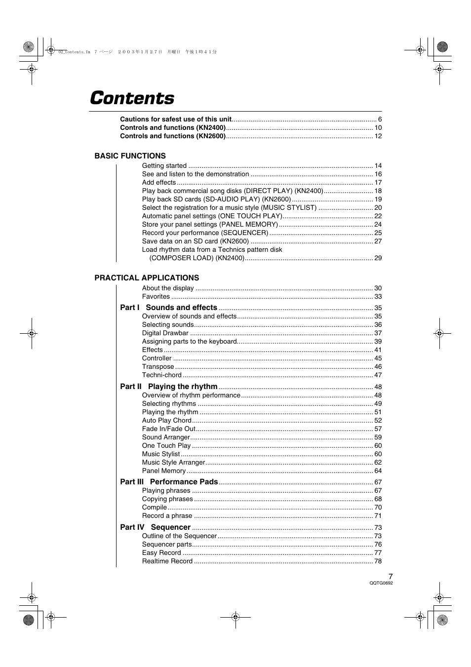 Panasonic SX-KN2600 User Manual | Page 7 / 200